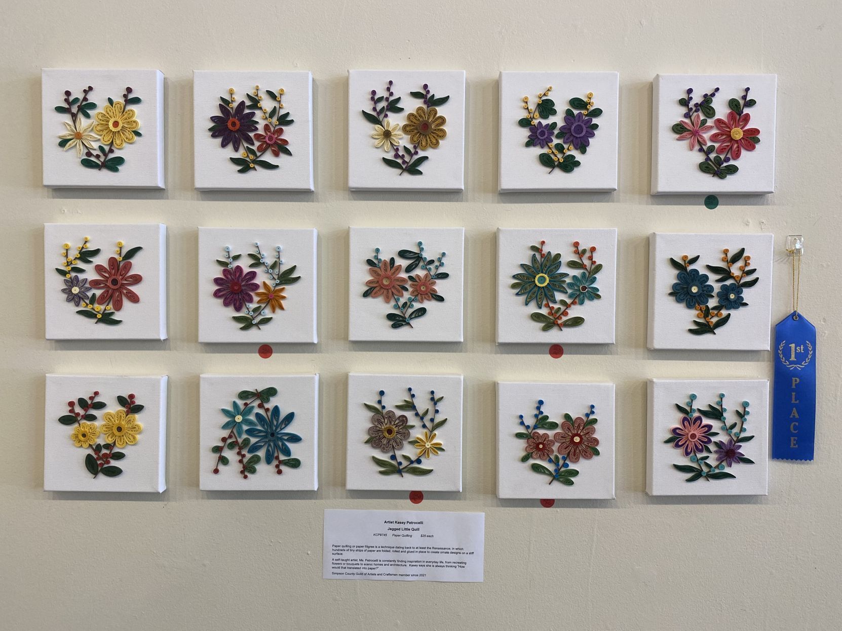 Gallery displaying 'Small Art, Big Heart' exhibit featuring guild members